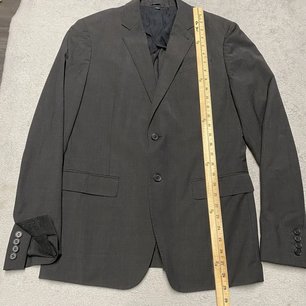 All Saints Blazer Mens Medium Charcoal Gray Wool Blend Stretch 38 Surgeon Cuff‎